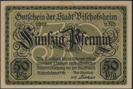 Bischofsheim v. Rhön Stadt Grab. 107.2 50 Pfennig 1921 (No date)