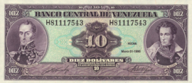 Venezuela  P61 10 Bolivares 1990