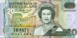 New Zealand P179 20 Dollars 1992