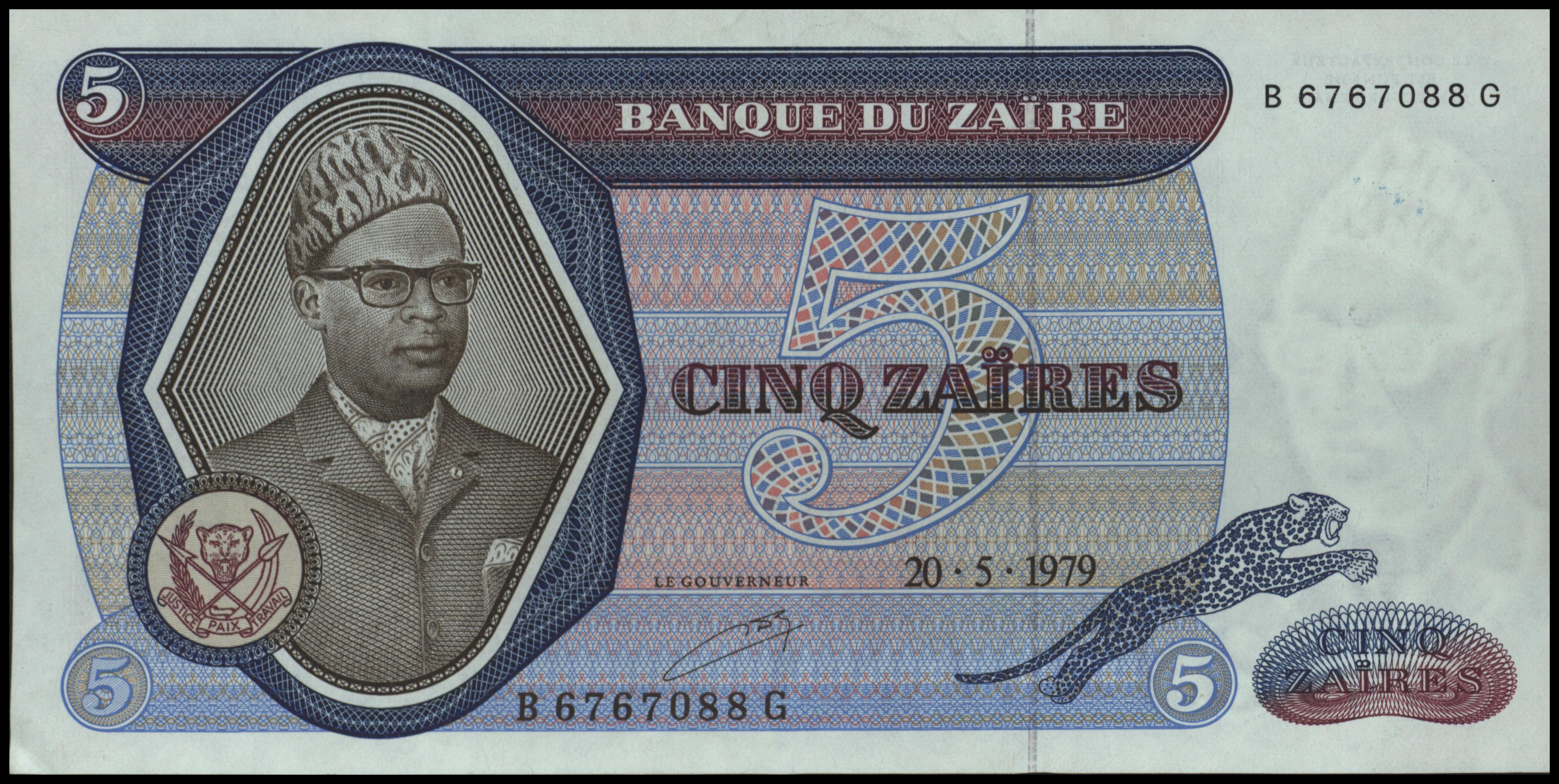 Zaïre (Congo Kinshasa)  P22.a 5 Zaïres 1979
