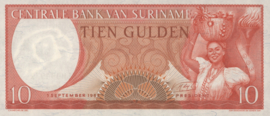 Suriname  PLS16.2b/P112 10 Gulden 1963