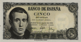 Spanje P140 5 Pesetas 1951