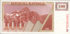 Slovenië   P6.S 100 Tolarjev 1991 (No date) SPECIMEN