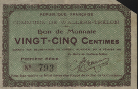 Frankrijk - Noodgeld - Wallers-Trélon JPV-59.2673 25 Centimes 1915
