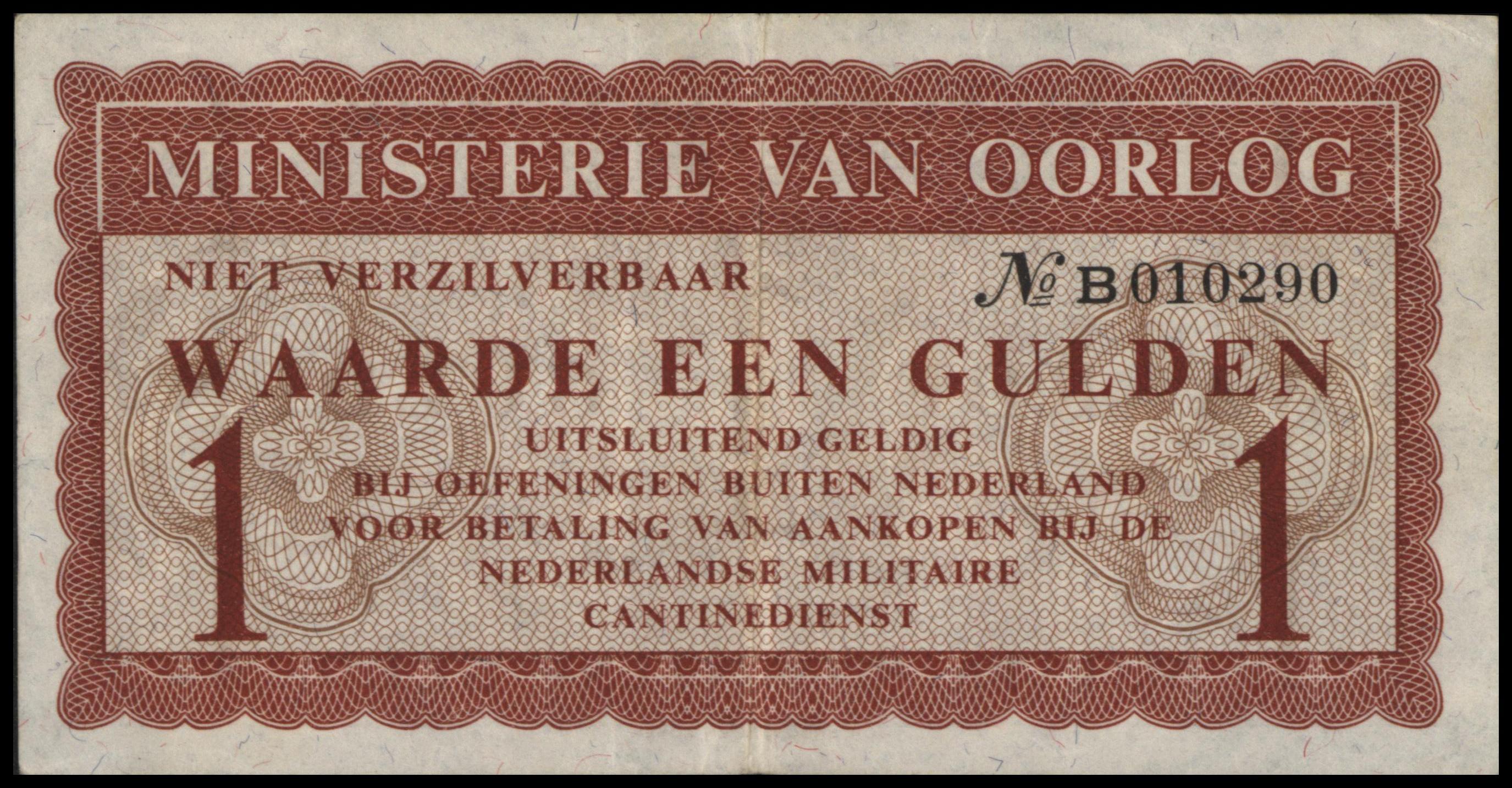 Canteen chits: War department, Post-WW-II PL1805.1.a 1 Gulden ±1954