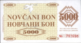 Bosnië-Herzegovina   P9.i 5.000 Dinara 1992