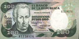 Colombia P429.d 200 Pesos Oro 1988