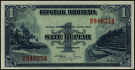 Indonesië  P38.a 1 Rupiah 1951