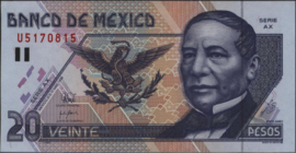 Mexico P106 20 Pesos 1998