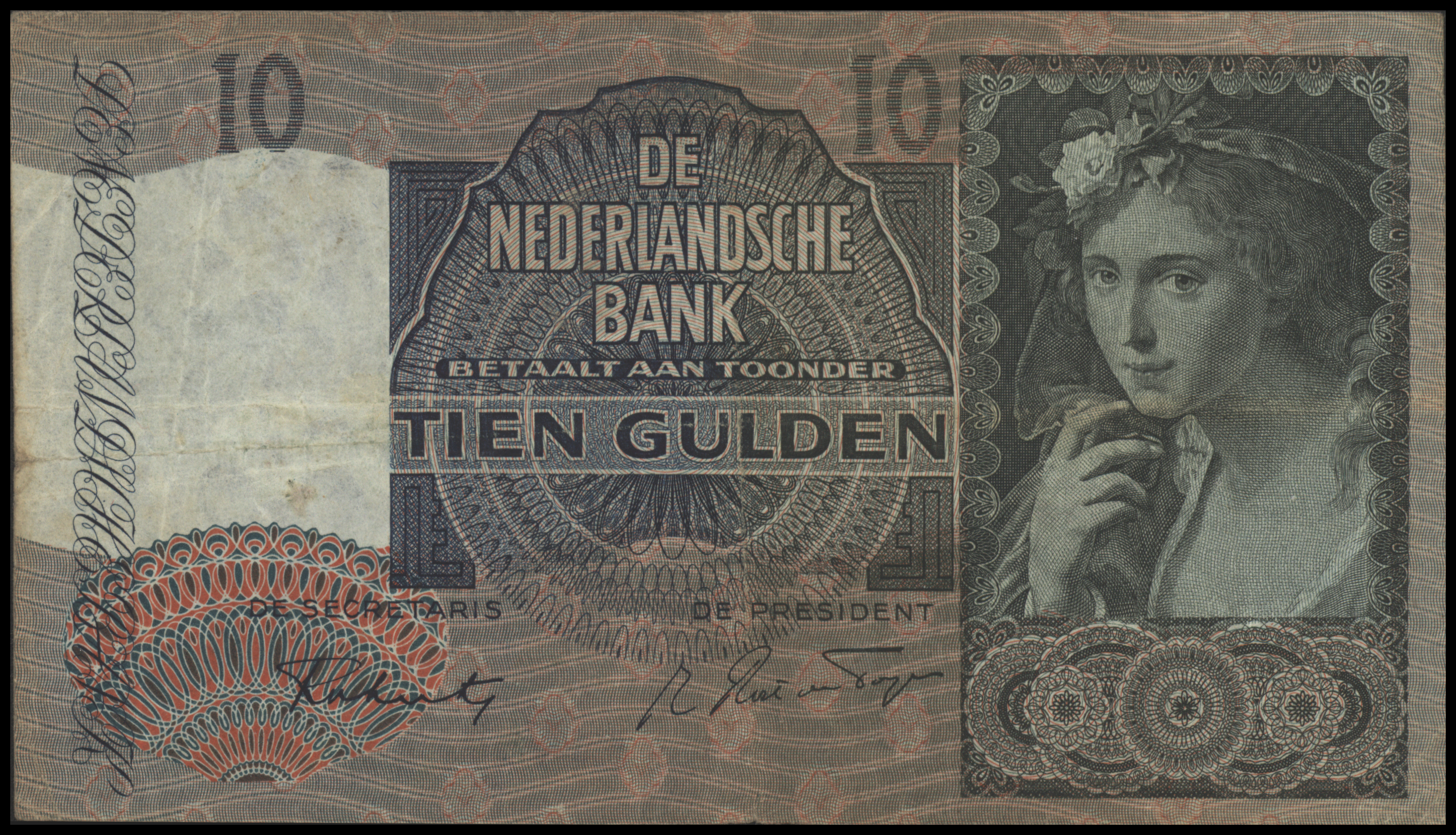 Netherlands  PL38.b 10 Gulden 1941