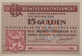 CDK Bewijs van ontvangst PL1116.5 15 Gulden 1941