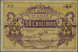 France - Emergency - Lille JPV-59.1594 50 Centimes 1915