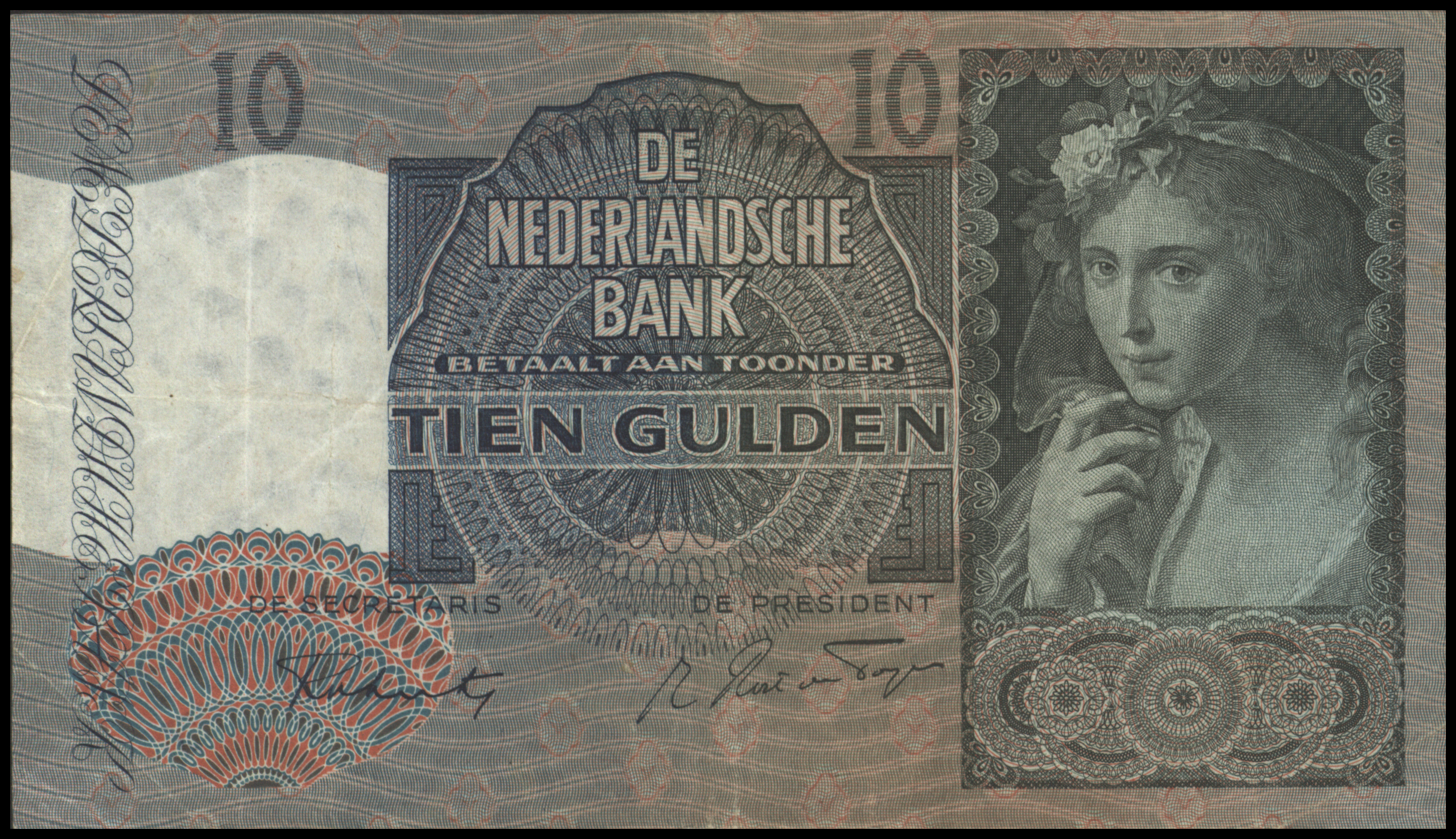 Netherlands  PL38.b 10 Gulden 1942