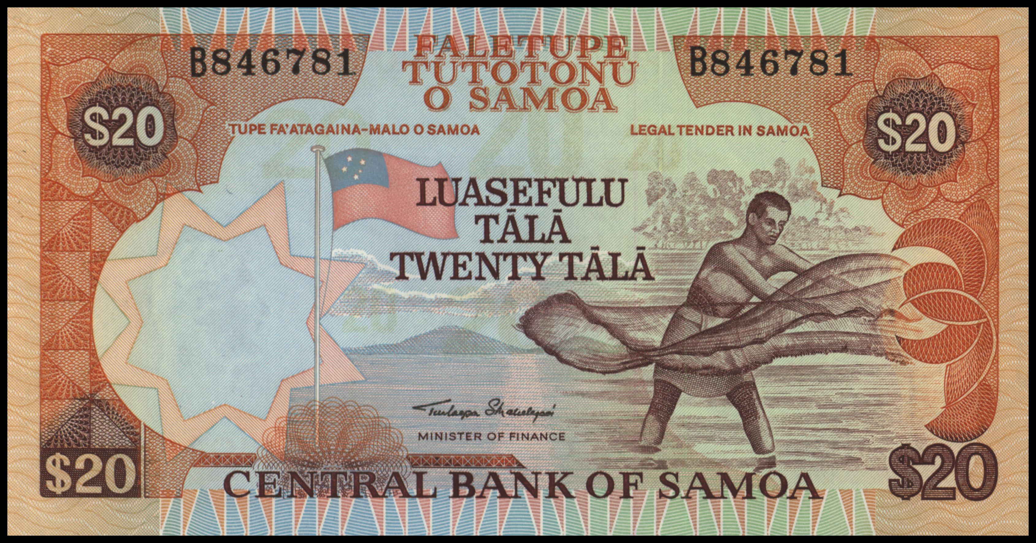 Samoa  P28 20 Tala 1985 (No date)
