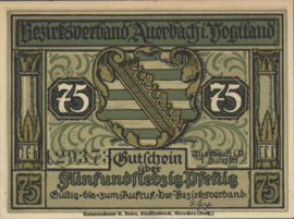 Duitsland - Noodgeld - Auerbach i. Vogtland  Grab/Mehl.:53.2.3 75 Pfennig 1921