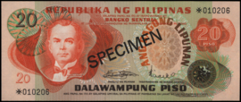 Philippines P162.PCS1 20 Piso 1978 SPECIMEN