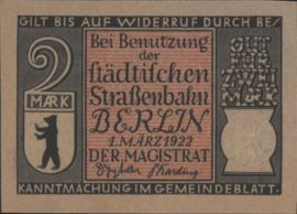Duitsland - Noodgeld - Berlijn  Grab/Mehl.:92.3 2 Mark 1922