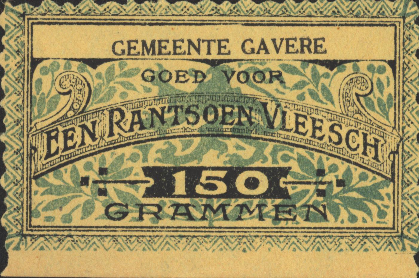 België - Noodgeld - Gavere   NL0.Blauw op geel 150 Grammen 1914-1918 (No date)