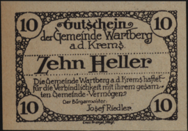 Oostenrijk - Noodgeld - Wartberg an der Krems KK.:1141 10 Heller 1920