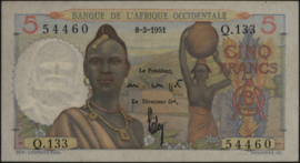Frans West Afrika - L'Afrique Occidentale  P36 5 Francs 1951