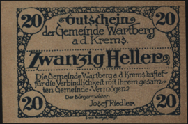 Oostenrijk - Noodgeld - Wartberg an der Krems KK.:1141 20 Heller 1920