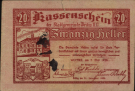 Oostenrijk - Noodgeld - Weitra KK. 1166 20 Heller 1920