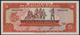 Haiti P255.a 5 Gourdes 1989