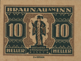 Oostenrijk - Noodgeld - Braunau am Inn K.K.: 101 10 Heller 1920