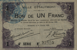 Frankrijk - Noodgeld - Hautmont JPV-59.1297 1 Franc 1915
