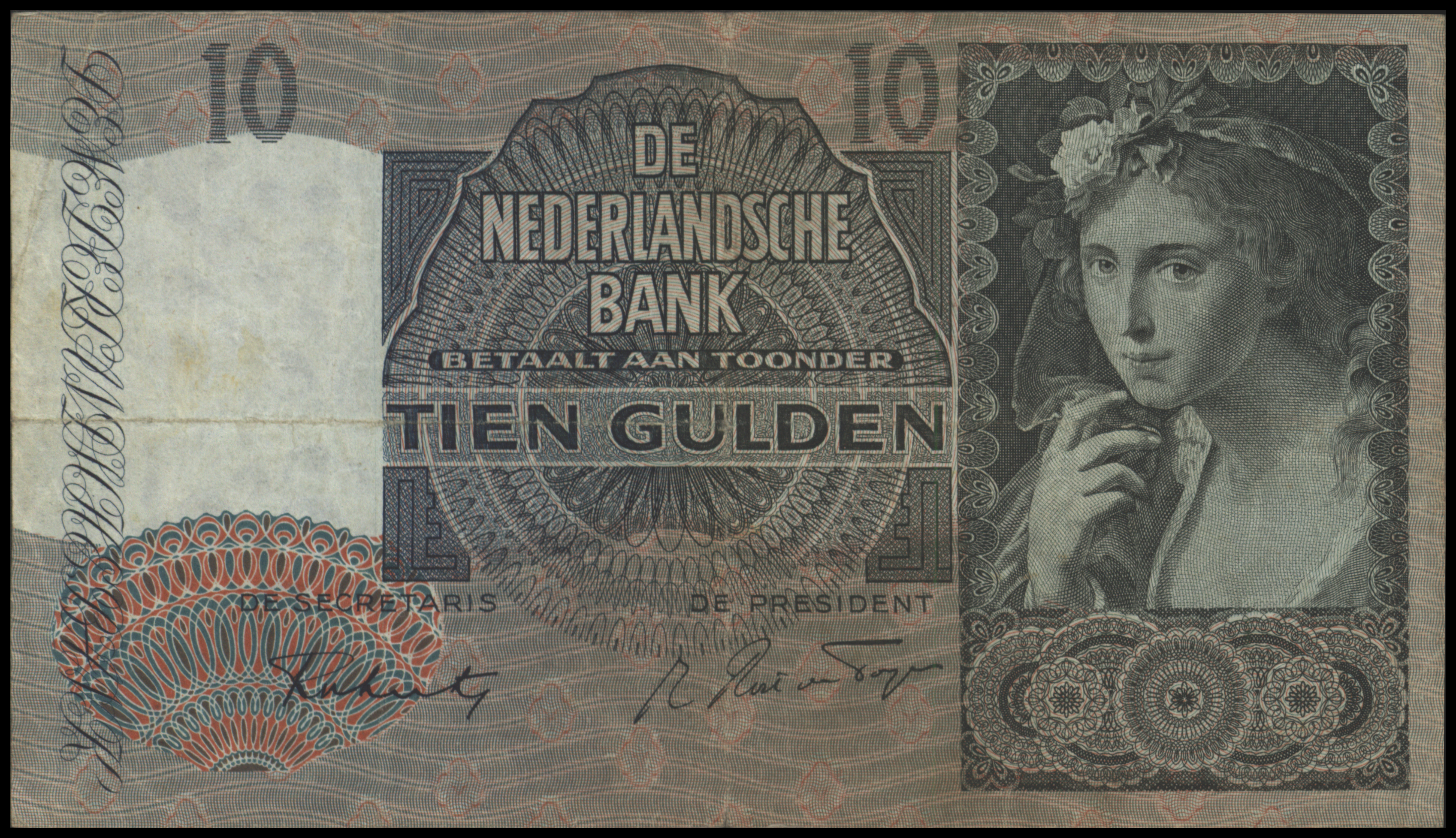 Netherlands  PL38.b 10 Gulden 1941