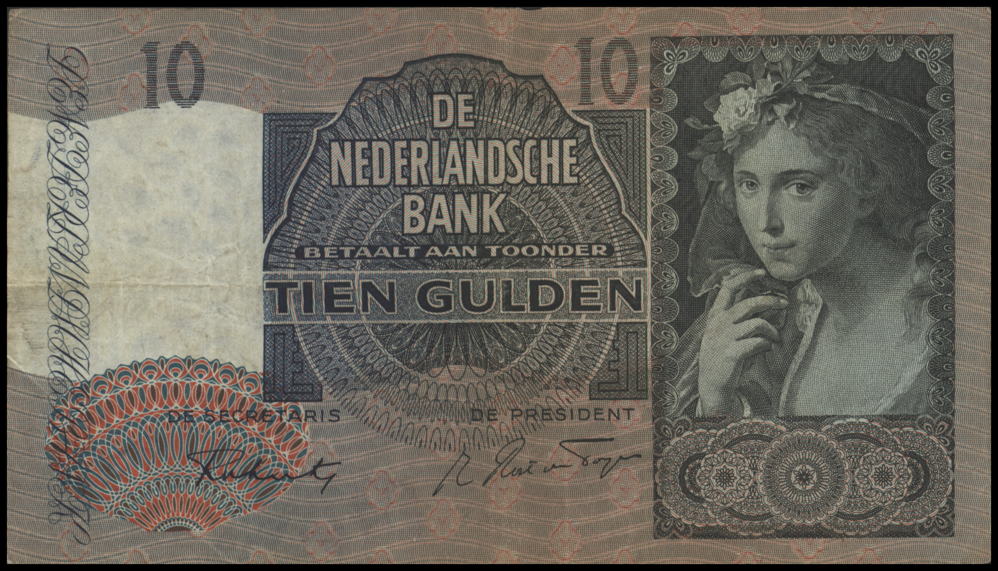 Netherlands  PL38.b 10 Gulden 1942