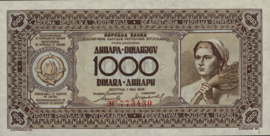 Yugoslavia  P67.a 1.000 Dinara 1946