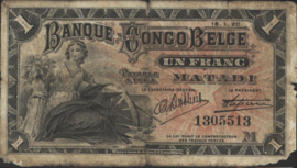 Congo Belgium   P3B 1 Franc 1920
