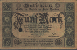 Duitsland - Noodgeld - Zwickau Geiger:583 5 Mark 1918 GEANNULEERD