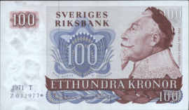 Zweden  P54.r2 100 Kroner 1971 REPLACEMENT