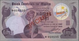 Malta  P35.cs1 5 Pounds 1979 (No date) SPECIMEN