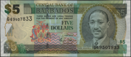 Barbados  P67/B226 5 Dollars 2007