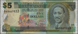 Barbados P67/B226 5 Dollars 2007