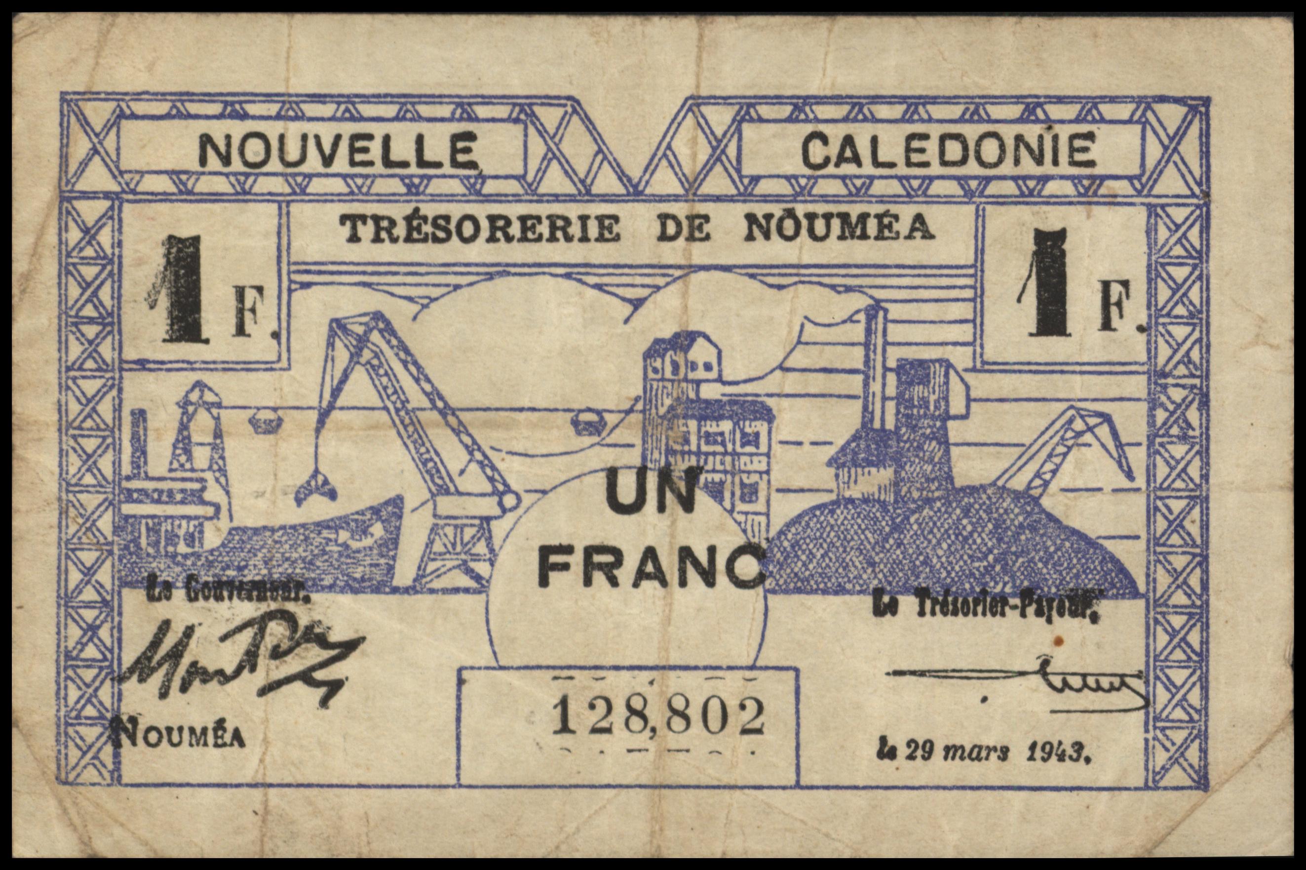 New Caledonia  P55.b 1 Franc 1943