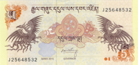 Bhutan  P28 5 Ngultrums 2006-2015