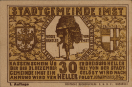 Oostenrijk - Noodgeld - Imst KK.:405 30 Heller 1921