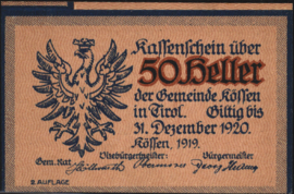 Austria - Emergency issues - Kössen KK468 50 Heller 1920