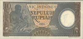 Indonesië  P89 10 Rupiah 1963
