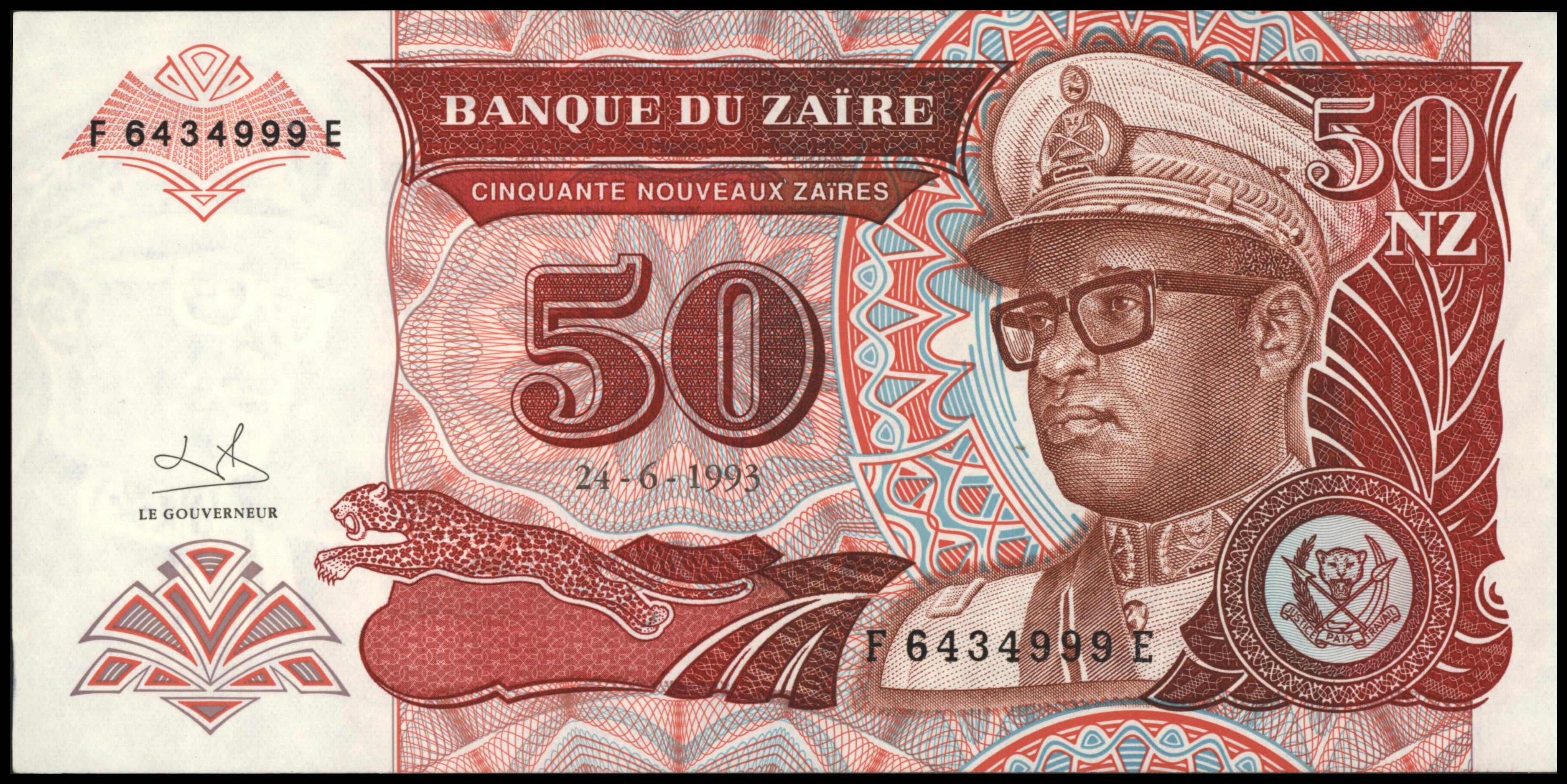 Zaïre (Congo Kinshasa)  P57 50 Nouveaux Zaïres 1993