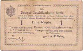 German East Africa  P11 1 Rupie 1915