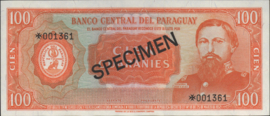Paraguay   PCS1.a 100 Guaranies 1979 SPECIMEN