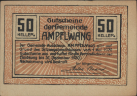 Austria - Emergency issues - Ampflwang  KK.:36.a 50 Heller 1920