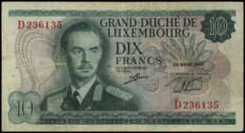 Luxembourg P53.a 10 Francs 1967
