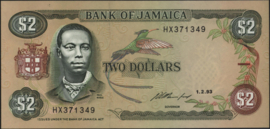 Jamaica  P69/B225 2 Dollars 1993