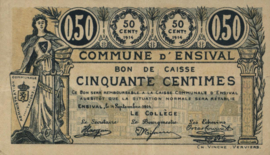 Belgium - Emergency issues - Ensival  50 Centimes 1914